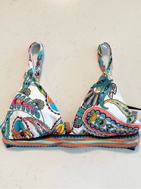 La Blanca Women’s Multicolored Paisley Bikini Top Size 10 NWT